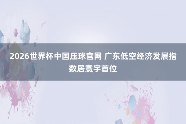 2026世界杯中国压球官网 广东低空经济发展指数居寰宇首位