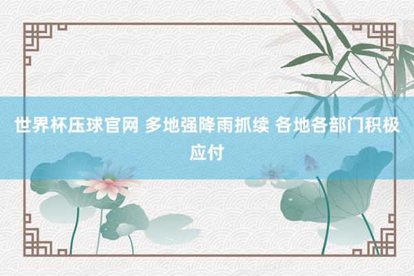 世界杯压球官网 多地强降雨抓续 各地各部门积极应付