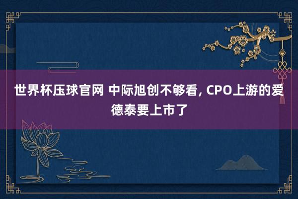 世界杯压球官网 中际旭创不够看, CPO上游的爱德泰要上市了