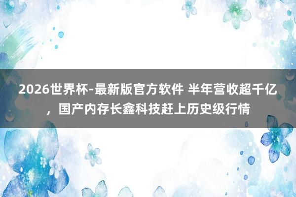 2026世界杯-最新版官方软件 半年营收超千亿,国产内存长鑫科技赶上历史级行情
