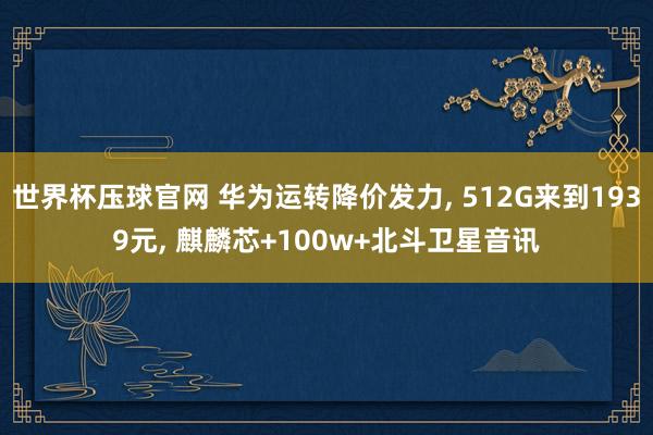 世界杯压球官网 华为运转降价发力, 512G来到1939元, 麒麟芯+100w+北斗卫星音讯