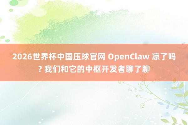 2026世界杯中国压球官网 OpenClaw 凉了吗? 我们和它的中枢开发者聊了聊