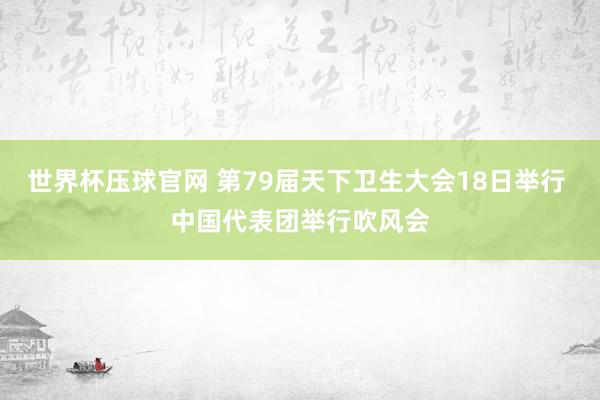 世界杯压球官网 第79届天下卫生大会18日举行 中国代表团举行吹风会