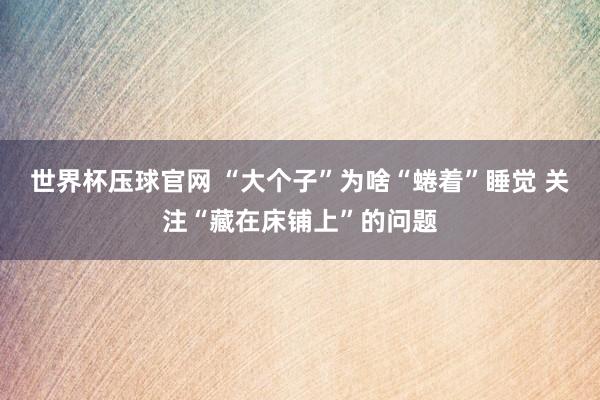 世界杯压球官网 “大个子”为啥“蜷着”睡觉 关注“藏在床铺上”的问题