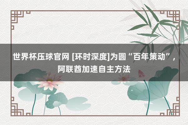 世界杯压球官网 [环时深度]为圆“百年策动”，阿联酋加速自主方法