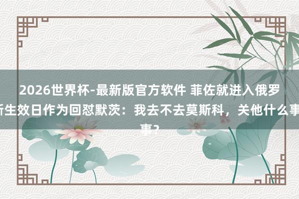 2026世界杯-最新版官方软件 菲佐就进入俄罗斯生效日作为回怼默茨:我去不去莫斯科,关他什么事?