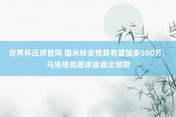 世界杯压球官网 国米转会预算有望加多500万, 马洛塔但愿球迷裁汰预期