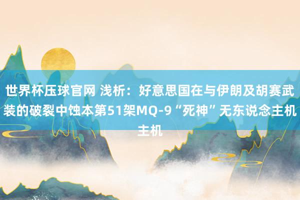 世界杯压球官网 浅析:好意思国在与伊朗及胡赛武装的破裂中蚀本第51架MQ-9“死神”无东说念主机