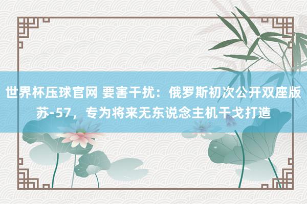 世界杯压球官网 要害干扰:俄罗斯初次公开双座版苏-57,专为将来无东说念主机干戈打造