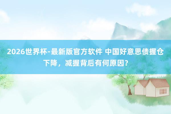 2026世界杯-最新版官方软件 中国好意思债握仓下降,减握背后有何原因?