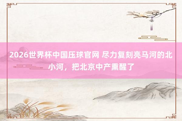 2026世界杯中国压球官网 尽力复刻亮马河的北小河,把北京中产熏醒了