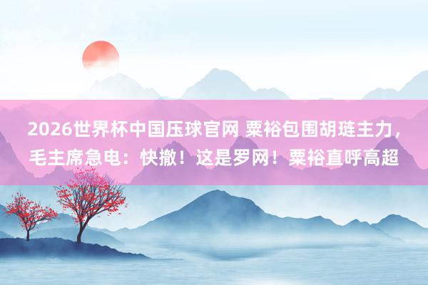 2026世界杯中国压球官网 粟裕包围胡琏主力,毛主席急电:快撤!这是罗网!粟裕直呼高超