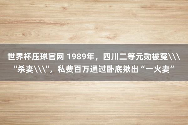 世界杯压球官网 1989年,四川二等元勋被冤\