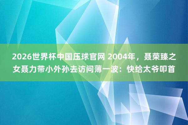 2026世界杯中国压球官网 2004年,聂荣臻之女聂力带小外孙去访问薄一波:快给太爷叩首