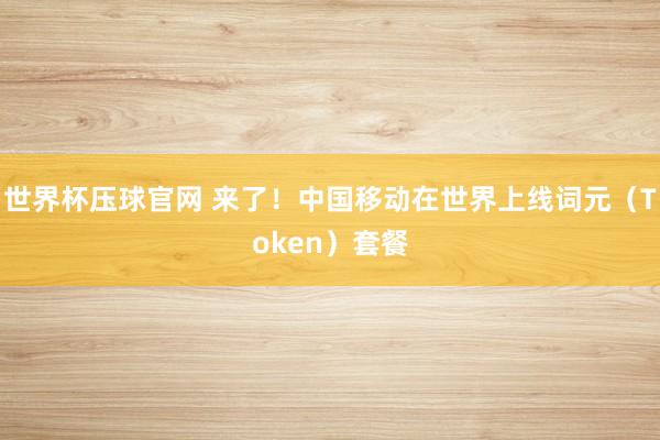 世界杯压球官网 来了!中国移动在世界上线词元(Token)套餐