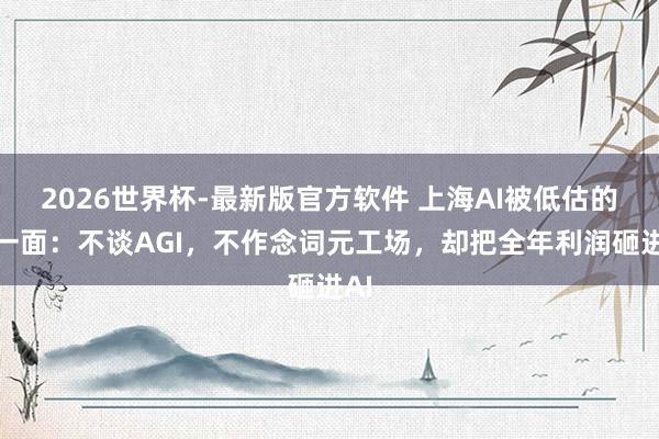 2026世界杯-最新版官方软件 上海AI被低估的另一面:不谈AGI,不作念词元工场,却把全年利润砸进AI