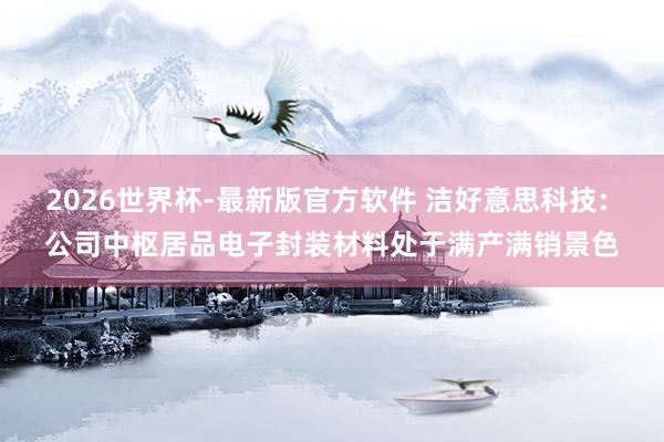 2026世界杯-最新版官方软件 洁好意思科技: 公司中枢居品电子封装材料处于满产满销景色
