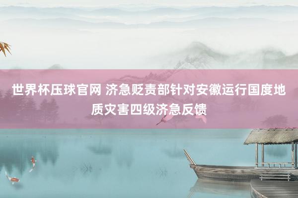 世界杯压球官网 济急贬责部针对安徽运行国度地质灾害四级济急反馈