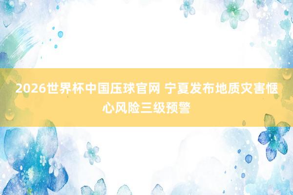 2026世界杯中国压球官网 宁夏发布地质灾害惬心风险三级预警