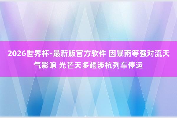 2026世界杯-最新版官方软件 因暴雨等强对流天气影响 光芒天多趟涉杭列车停运
