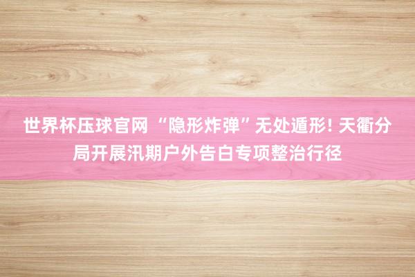 世界杯压球官网 “隐形炸弹”无处遁形! 天衢分局开展汛期户外告白专项整治行径