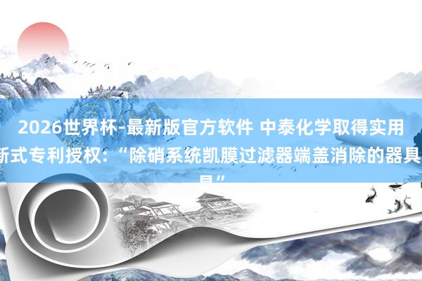 2026世界杯-最新版官方软件 中泰化学取得实用新式专利授权: “除硝系统凯膜过滤器端盖消除的器具”
