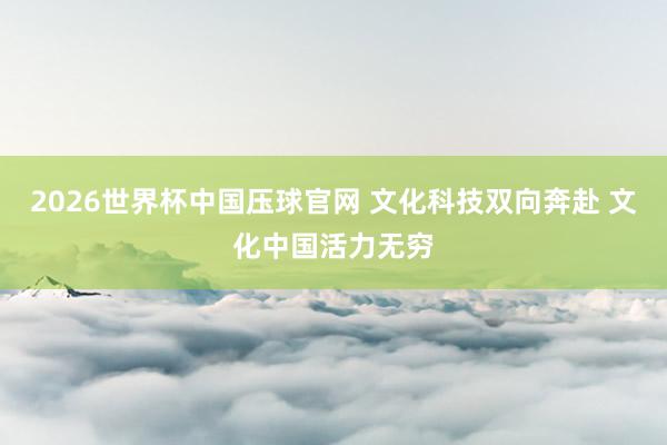 2026世界杯中国压球官网 文化科技双向奔赴 文化中国活力无穷