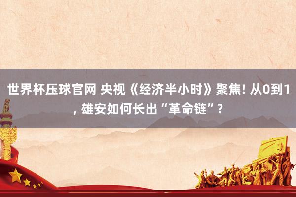 世界杯压球官网 央视《经济半小时》聚焦! 从0到1, 雄安如何长出“革命链”?