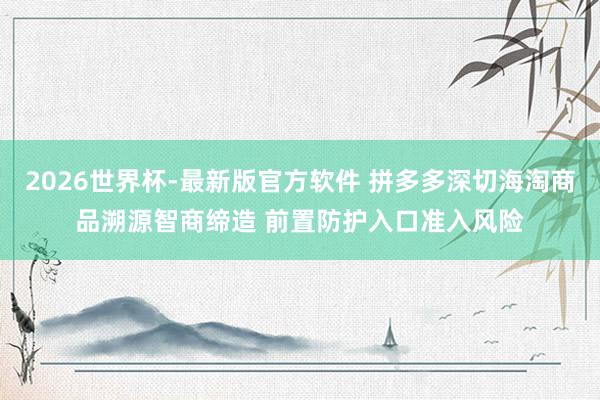 2026世界杯-最新版官方软件 拼多多深切海淘商品溯源智商缔造 前置防护入口准入风险