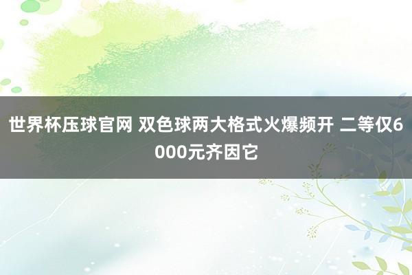 世界杯压球官网 双色球两大格式火爆频开 二等仅6000元齐因它