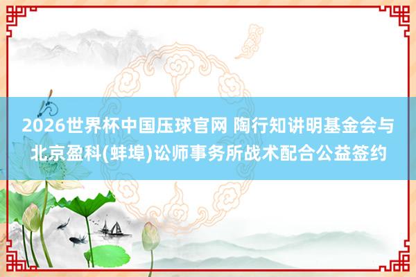 2026世界杯中国压球官网 陶行知讲明基金会与北京盈科(蚌埠)讼师事务所战术配合公益签约