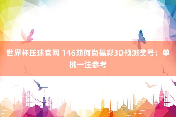 世界杯压球官网 146期何尚福彩3D预测奖号:单挑一注参考