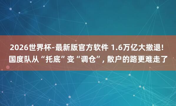 2026世界杯-最新版官方软件 1.6万亿大撤退! 国度队从“托底”变“调仓”, 散户的路更难走了