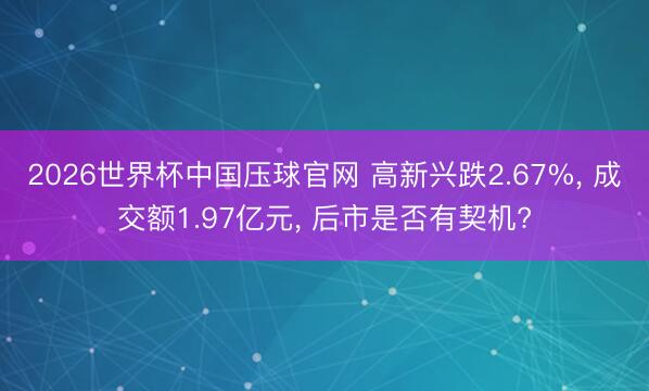2026世界杯中国压球官网 高新兴跌2.67%, 成交额1.97亿元, 后市是否有契机?
