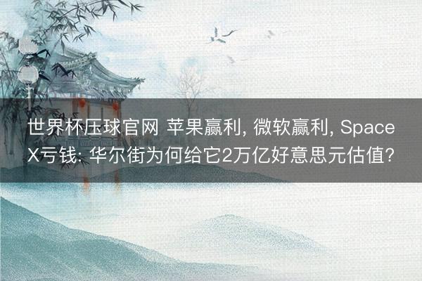 世界杯压球官网 苹果赢利, 微软赢利, SpaceX亏钱: 华尔街为何给它2万亿好意思元估值?