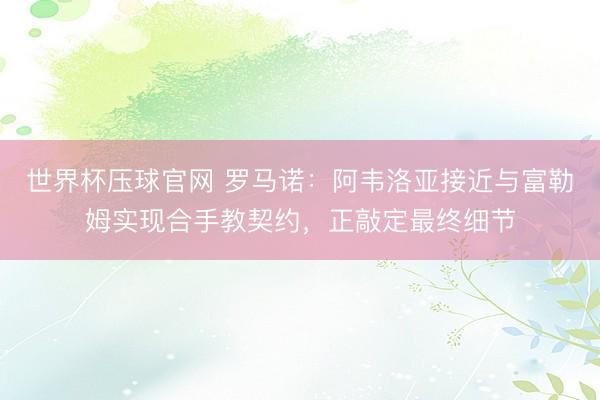 世界杯压球官网 罗马诺：阿韦洛亚接近与富勒姆实现合手教契约，正敲定最终细节
