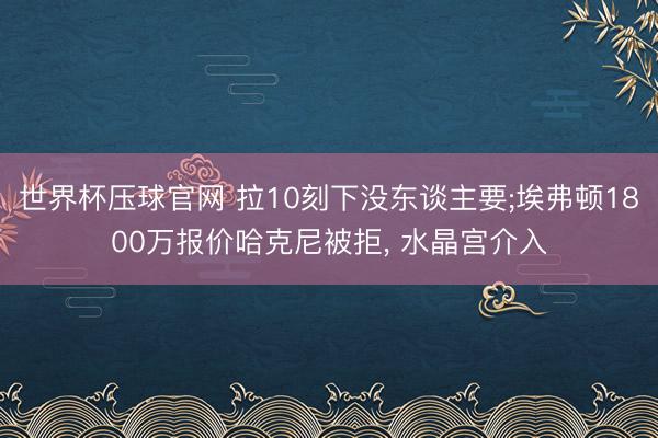 世界杯压球官网 拉10刻下没东谈主要;埃弗顿1800万报价哈克尼被拒, 水晶宫介入