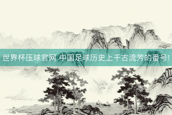 世界杯压球官网 中国足球历史上千古流芳的番号!